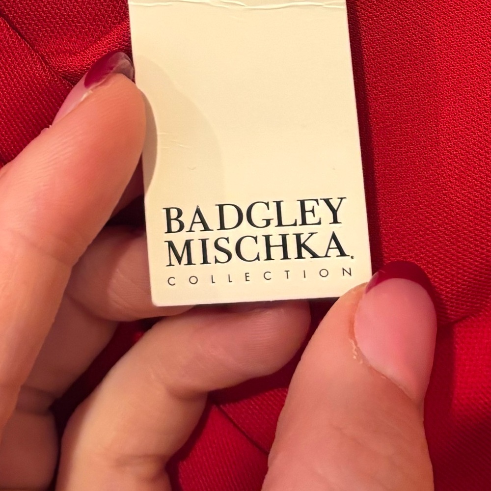 Badgley Mischka Collection One-Shoulder Red Evening Dress - Picture 15 of 15